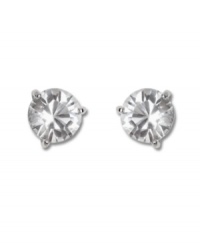 Every girl needs a pair of eye-catching studs -- perfect for the office or a night out. Swarovski's stud earrings feature a round-cut solitaire crystal in a three prong silver tone mixed metal setting.