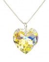 Sterling Silver Swarovski Elements Crystal Aurora Borealis Heart Pendant Necklace, 18