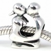 Solid Sterling Silver Valentines Lover Kissing Romance Love and Anniversary Love Bead Charm for Pandora Troll European Charm Bracelets