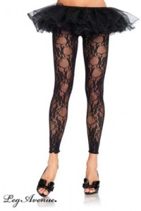 Floral Lace Footless Tights (Black;One Size)