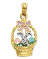 Hop to it! This adorable seasonal charm makes the perfect Easter present with its colorful enamel decor and Easter basket and bunny design. Set in 14k gold. Chain not included. Approximate length: 8/10 inch. Approximate width: 4/10 inch.