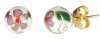 Gold Filled Sterling Silver White Cloisonne 8mm Stud Earrings