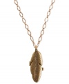 Feeling plucky? Soar to new heights of fashion with this locket necklace from Lucky Brand. It's crafted from gold-tone mixed metal and features turquoise accents. Item comes packaged in a signature Lucky Brand Box. Approximate length: 32 inches + 2-inch extender. Approximate drop: 2-3/4 inches.