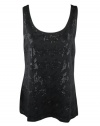 Alfani Womens Black Sleeveless Sequin Front Scoopneck Tank Top L