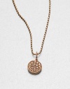 From the Discs Collection. Pavé diamonds embellish this warm, 14k rose gold disc pendant on a ball chain. Diamonds, .12 tcw14k rose goldLength, about 16Pendant size, about .33Lobster clasp closureMade in Italy and imported