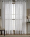 Beacon Looms Wavy Diamonds 52-inch-by-84-inch Sheer Embroidered Single Panel, White