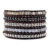 Chan Luu Grey Pearl Mix Wrap Bracelet on Natural Grey Leather