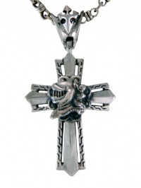 Silver Cross Pendant...Star Knights .925 Sterling Silver Knights Head Cross Pendant for Men and Women