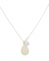 Silver Tone With Ivory Tear Drop Stone Necklace Silver Tone With Ivory Tear Drop Stone Necklace