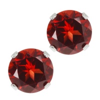 2.00 Ct Round Genuine Red Garnet Sterling Silver Stud Earrings 6MM