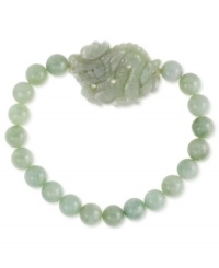 Earn a roar of approval with this dragon stretch bracelet. Jade beads (8 mm) bring a stylish touch to this accessory with a dragon-styled center. Approximate length: 7-1/2 inches. Approximate dragon size: 25 x 33 mm.