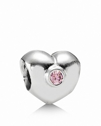 Pink cubic zirconia adds extra sparkle and eye-catching color to a polished silver PANDORA heart charm.