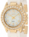 XOXO Women's XO2010 Swarovski Crystal Accented Gold-Tone White Ceramic Bracelet Watch