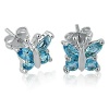 Swiss Blue Topaz Butterfly Stud Earrings set in Sterling Silver