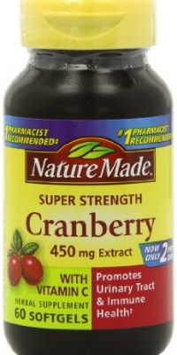 Nature Made Super Strength, Cranberry ( 450 mg Extracr) with Vitamin C, 60 Softgels