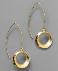 These delicate drop hoop earrings from AK Anne Klein adds a touch of youthful elegance to any ensemble. In goldtone mixed metal. Approximate drop: 2 inches.