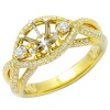 Ornate Brilliant Diamond Semi Mount Ring In 18K Yellow Gold