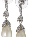 Carolee Pearl and Crystal Basics Linear Floral Tear Drop Earrings