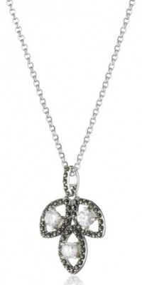 Judith Jack Marcasite and Cubic Zirconia Drop Leaf Pendant Necklace