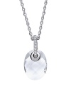 Check please. This sterling silver and cubic zirconia necklace from Crislu adds a hit of contemporary sparkle with a faceted checkerboard pendant.