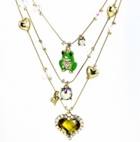 Betsey Johnson Gold Tone Viva la Betsey Frog and Charm Strand Necklace