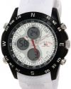 U.S. Polo Assn. Men's US9143 White Textured Strap Analog Digital Watch