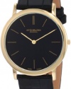 Stuhrling Original Men's 601.33351 Classic Ascot Swiss Quartz Ultra Thin Gold Tone Black Leather Strap Watch