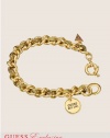 GUESS Small Gold-Tone and Faux-Leather Chain B, GOLD