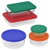 Pyrex Storage 10-Piece Set, Clear with Multi-colored Lids