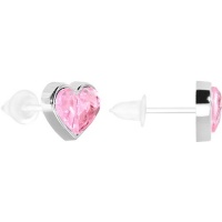 Acrylic Pink Gem Heart Plastic Stud Earrings