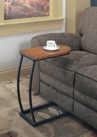 Rustic Oak Table Top w/Black Metal Sofa Tea Side Table