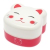 Kotobuki 2-Tier Bento Box, White Kitty