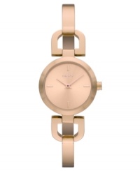 Fashioned with a unique bangle bracelet, this rosy DKNY watch is an everyday charmer.