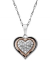 An instant love affair. This sterling silver and 14k rose gold necklace dazzles with single-cut diamonds (1/10 ct. t.w.). Approximate length: 18 inches. Approximate drop: 3/4 inch.