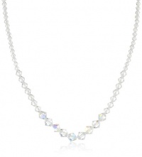 Sterling Silver Swarovski Elements Crystal and Crystal Aurora Borealis Bicone Bead Necklace, 16+ 2 Extender