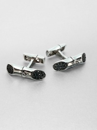 Sterling silver cuff links with black sapphires make a definitive statement to your stylish suiting wardrobe.Sterling silver/black sapphireAbout ¼ x 1.Imported