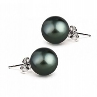 Bling Jewelry Tahitian Style Sea Shell Peacock Pearl Ball Earrings Size 12mm