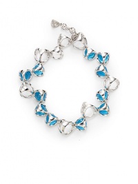 THE LOOKBlue quartz beads Cutout link accents Rhodium-plated sterling silver settingSignature Tridara claspTHE MEASUREMENTLength, about 7.5ORIGINImported