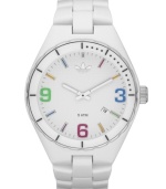 Playful color dances over a refined backdrop on this Cambridge collection unisex watch by adidas.