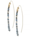 Tiny beads make a big statement on this pair of linear earrings from Kenneth Cole New York. The silver and blue cherry beads adorn the earrings crafted from gold-tone mixed metal for a stunning look. Approximate drop: 2-1/2 inches.