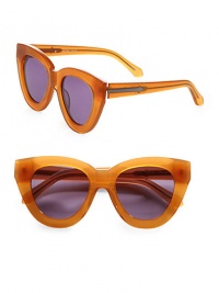 Feminine cat's-eye shape gets a sparkly update in tonal glitter acetate. Available in bright orange with smoke mono lens.Acetate temples with black metal arrow logoCategory 3 UV protectionImported