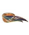 Colorful and chic, RACHEL Rachel Roy's multicolored wing stretch ring will make a striking statement whenever you wear it! Crafted in rose gold tone mixed metal and adorned with glass stones. Ring adjusts to fit finger.