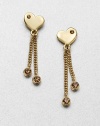 Be sweetheart in this stone accented heart design. Glass stoneGoldtone-plated brassDrop, about 1.4Post backImported 