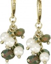 Anne Klein Vineyard Gold-Tone White Pearl Cluster Drop Earrings