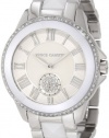 Vince Camuto Women's VC/5047WTSV Round Swarovski Crystal Accented Silver-Tone White Ceramic Bracelet Watch