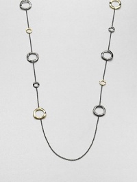 From the Notte Collection. Modern 18k gold and blackened sterling silver circular stations on a delicate link chain. 18k goldBlackened sterling silverLength, about 44Lobster clasp closureImported 