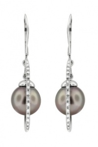 Effy Jewlery 14K White Gold Diamond & Pearl Earrings, .37 TCW