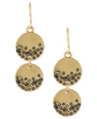 Kenneth Cole New York makes a bold statement, twice, in this pair of double-drop earrings. Crafted from gold-tone mixed metal, the earrings feature pave glass crystal accents for a shining effect. Approximate drop: 1-1/2 inches.