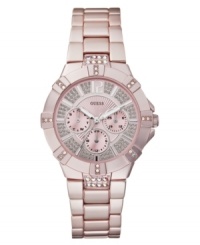 Ladylike with pink tones and glistening crystals, this GUESS watch is a chic delight.