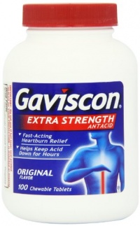 Gaviscon Extra Strength Chewable Antacid Tablets, Original Flavor, 100-Count Bottles (Pack of 2)